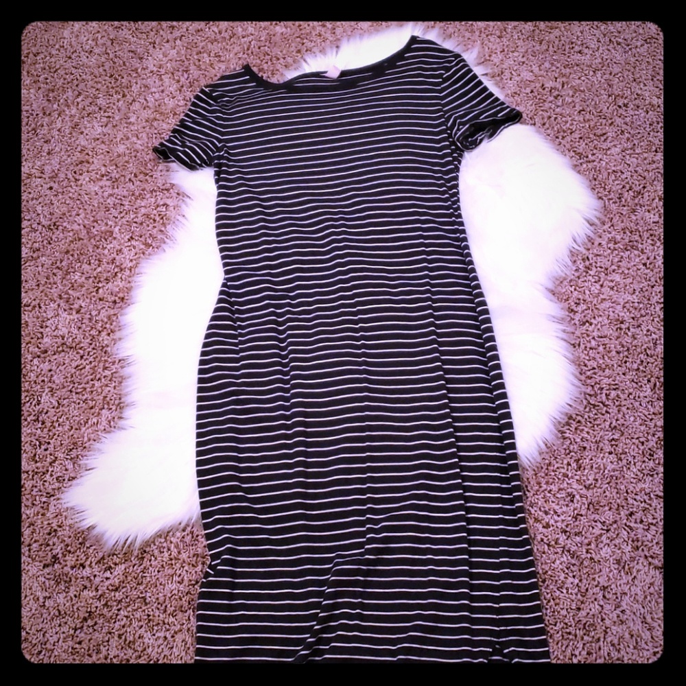 Navy Striped Maxi Dress